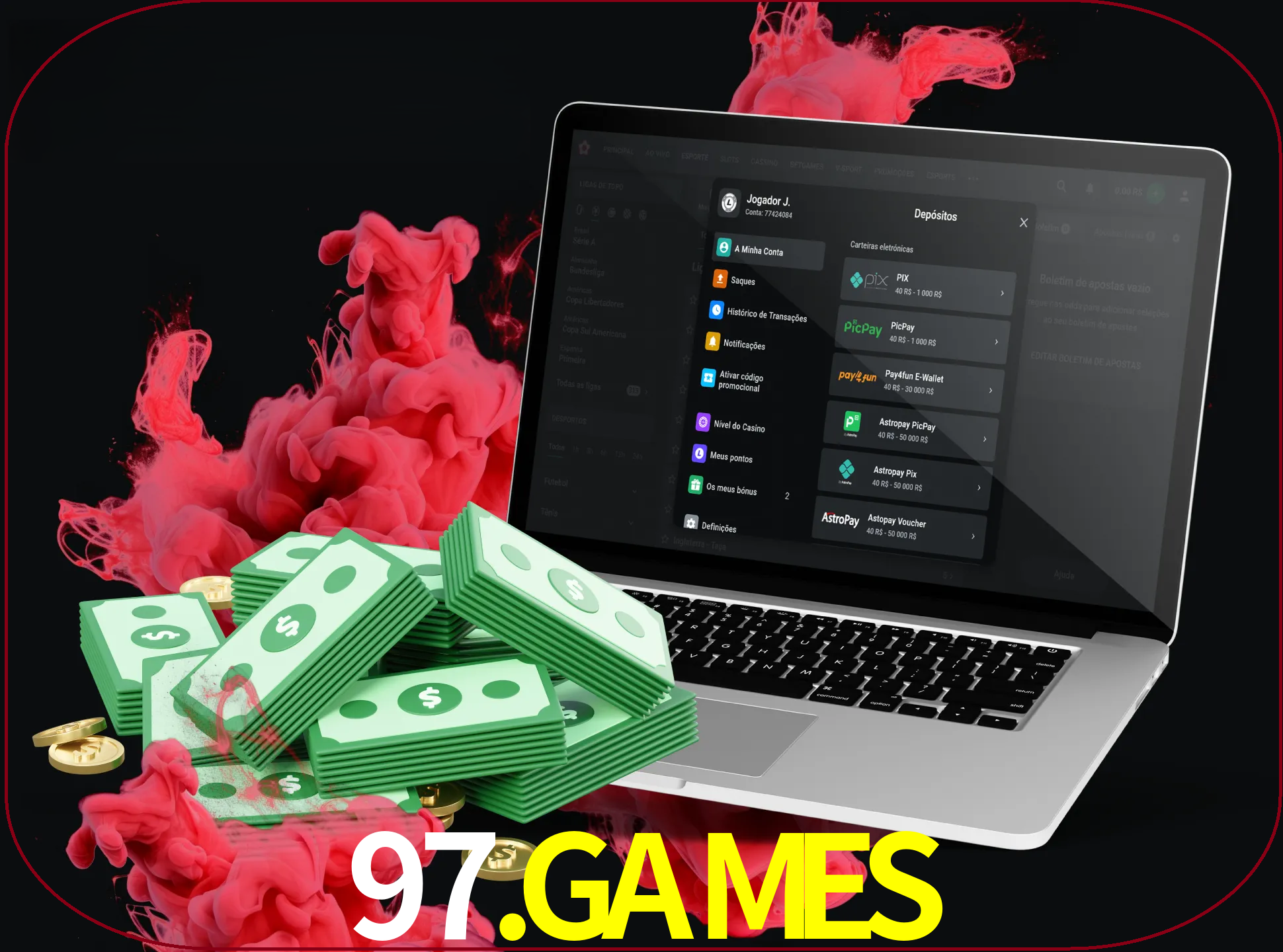 Para efetuar um depósito na sua conta 97.games, basta escolher o método de depósito e especificar o montante.