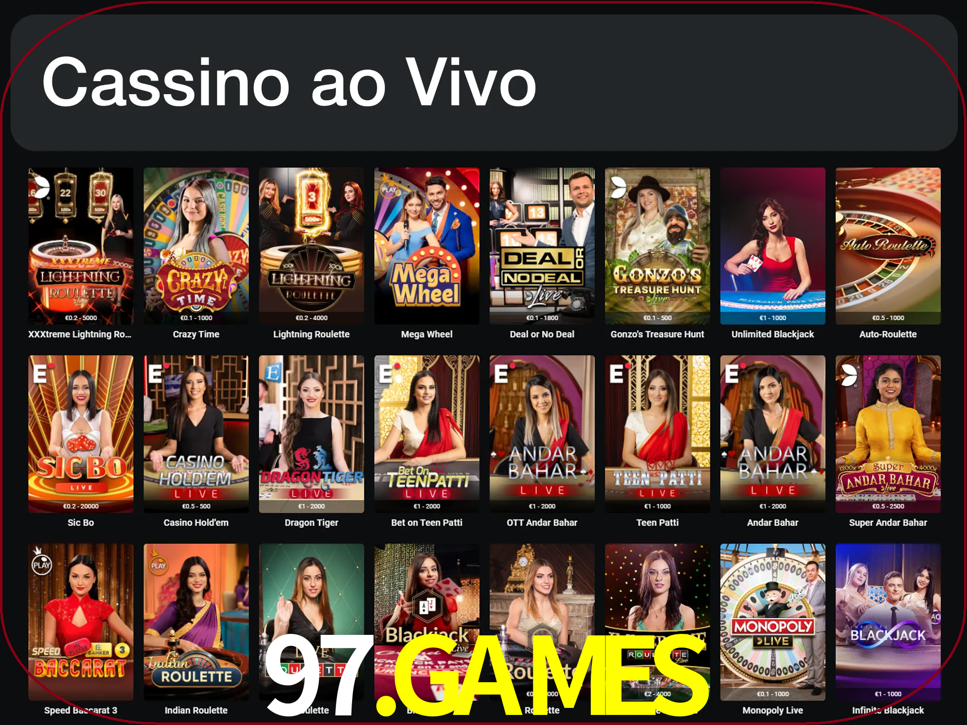 Jogue jogos de cassino com um verdadeiro dealer.