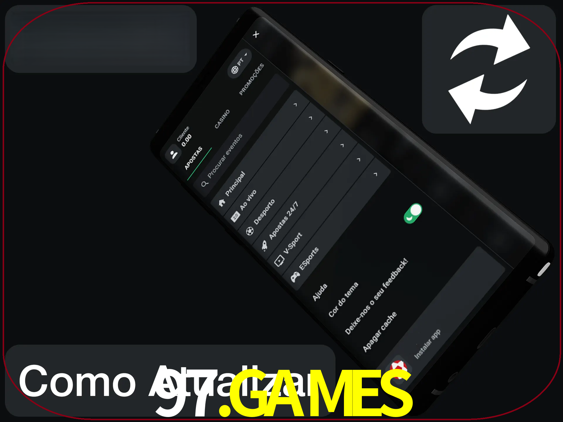 O aplicativo é atualizado automaticamente quando você faz o login.