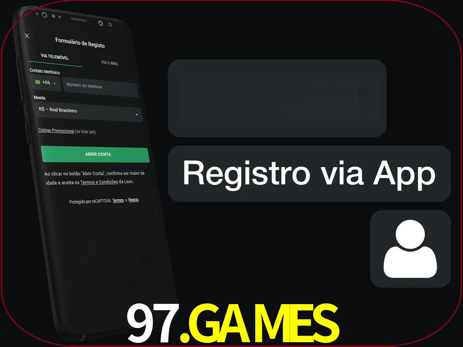 Registre-se com duas etapas usando o aplicativo.
